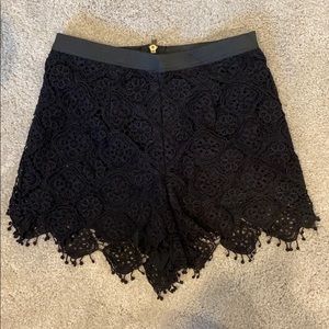 Black Mimi Chica crochet lace shorts